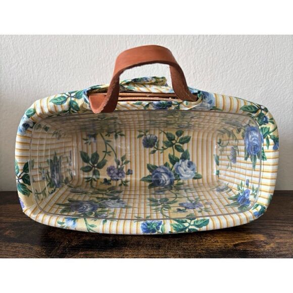 Longaberger 1999 Small Wall Hanging Basket with Leather Strap Signed w/Liner - Picture 5 of 9